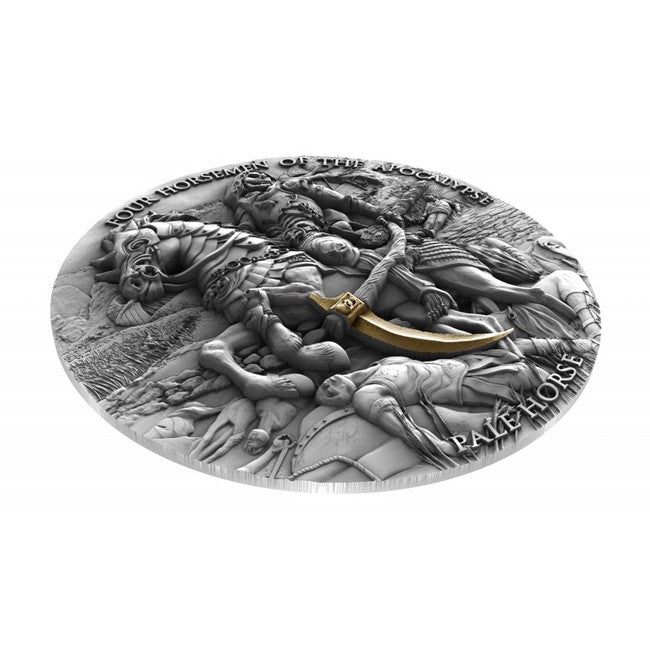 2021 Niue PALE HORSE – FOUR HORSEMEN OF THE APOCALYPSE 2 oz Silver Antique Coin | GoldSilver360