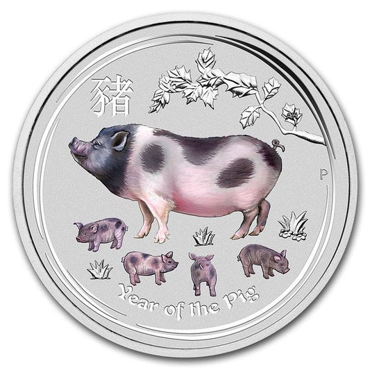 2019 Australia 1/2 oz Silver Lunar Year of the Pig BU (Colorized) Series II | GoldSilver360