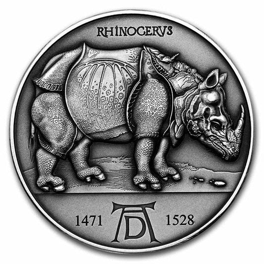 2021 Cameroon 2 oz Silver Albrecht Dürer: Rhinoceros | GoldSilver360