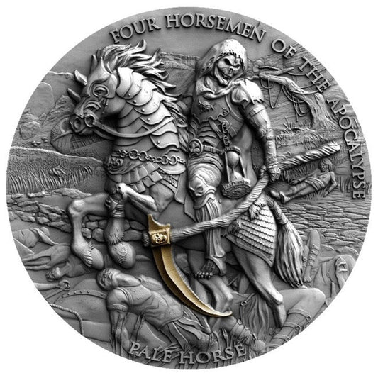 2021 Niue PALE HORSE – FOUR HORSEMEN OF THE APOCALYPSE 2 oz Silver Antique Coin | GoldSilver360